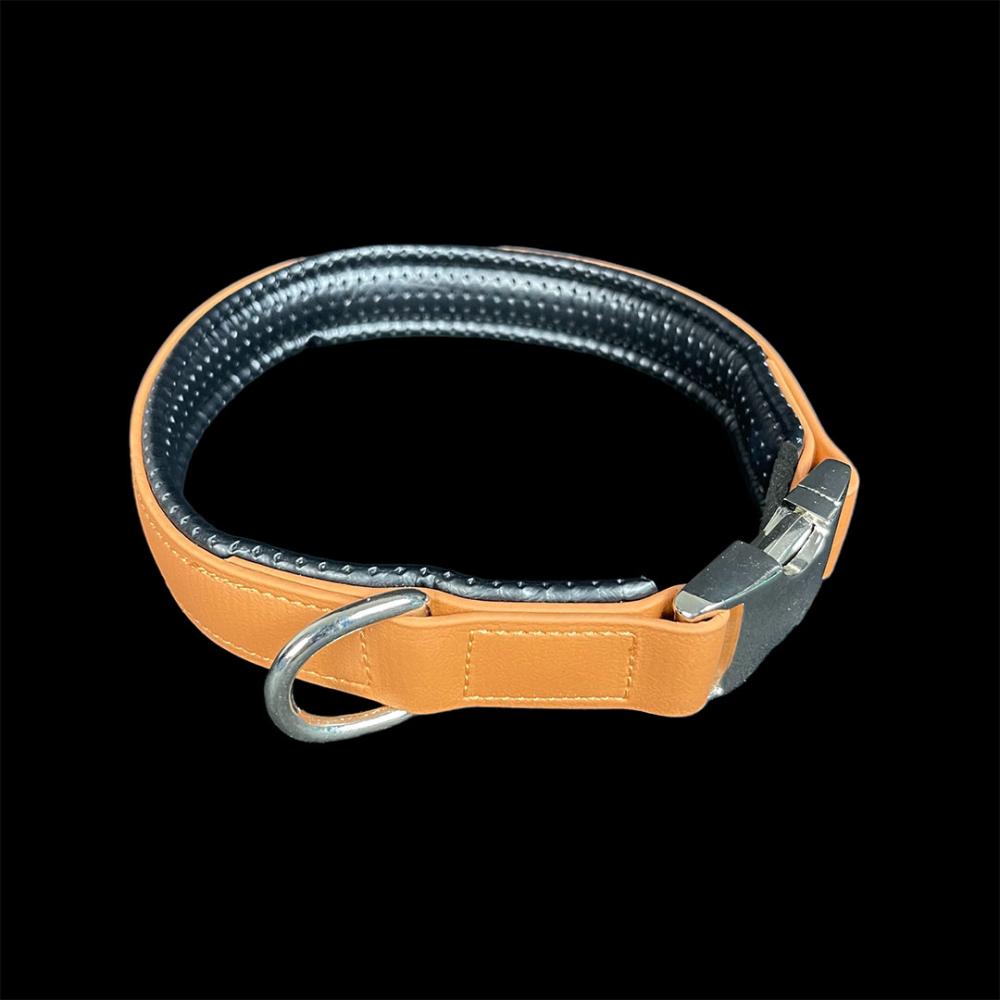 Unterlegtes Hundehalsband mit Klickverschluß, Hellbraun 25mm